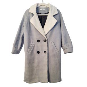 Luxurious Light Teal Double-Breasted Wool High-end Coat for Women (M)